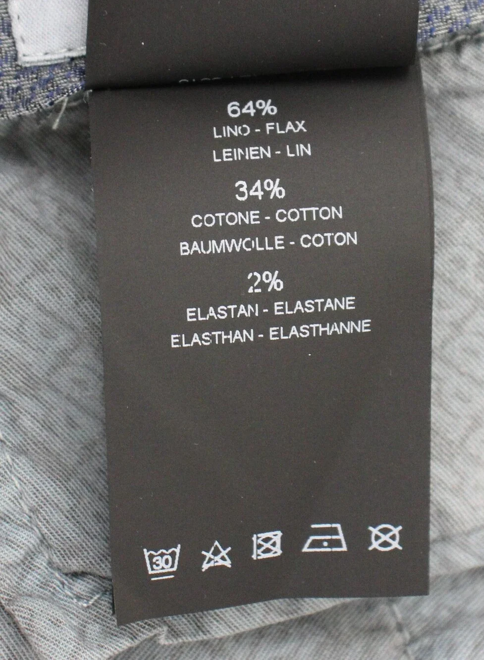 $395 PT Torino Pants 40 fits 39 (56 EU) Slim Grey Delvane Linen Cotton Stretch